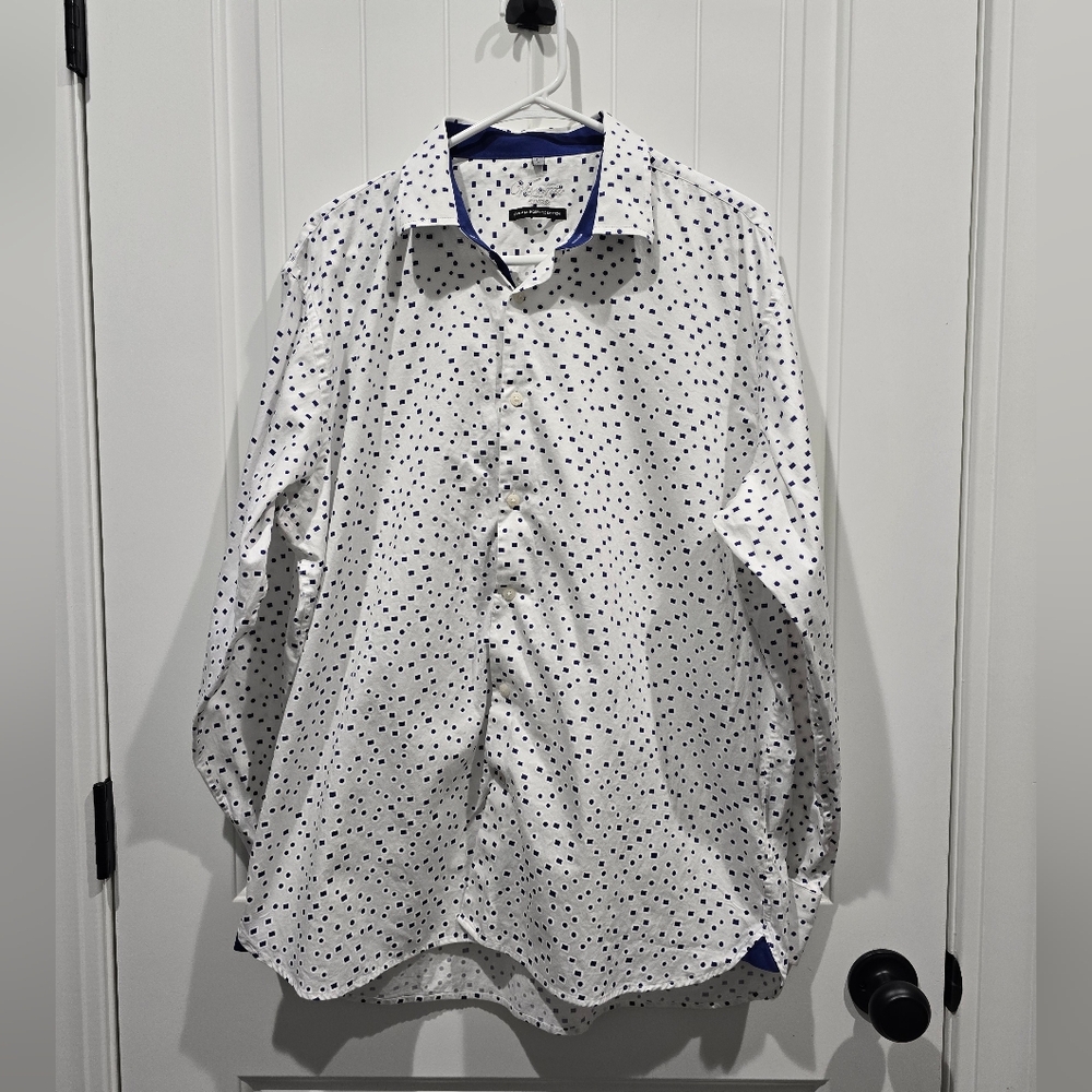 Luchiano Visconti uomo button down shirt white blue L